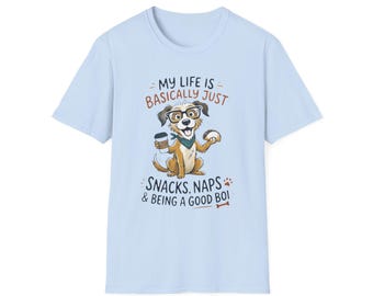 Camiseta unisex de estilo suave con divertido diseño de perro jefe. Ropa informal para dueños de mascotas.