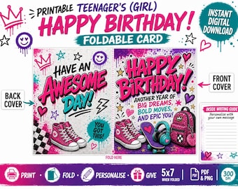 Skate Girl Teenage Birthday Card