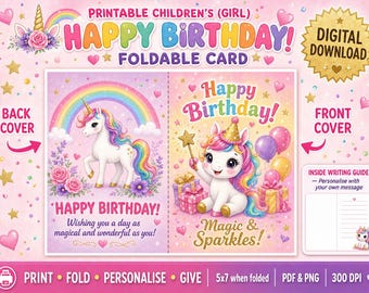 Unicorn Girl Birthday Card