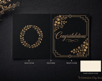 Printable Congratulations Card Black Gold