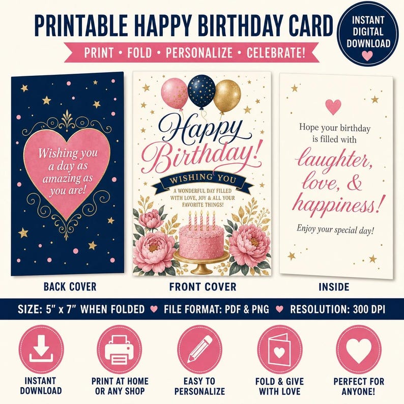 Floral Happy Birthday Card