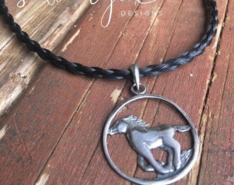 Horsehair Necklace, Sterling Silver Horse Pendant, Equestrian Jewelry,  Boho Cowgirl, Gift for Her, Horse Lover Gift, Horsehair Necklace