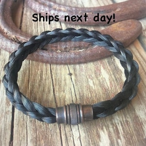 Horsehair Bracelet, READYMADE Hand-Braided Horsehair Bracelet, Gift for Her, Gift for Him, Friendship Bracelet, Size 7-1/2"