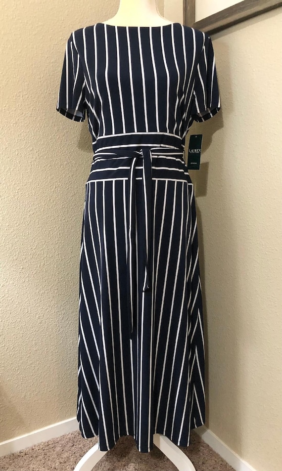 Ralph Lauren Navy Striped Dress, Designer Summer D