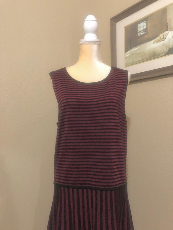 Ralph Lauren Striped Drop Waist Midi Dress, Burgundy Black, XL - Etsy