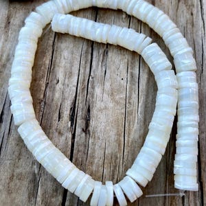 8mm White Mother of Pearl Heishi Disc Beads - MOP Disc Beads - Mother of Pearl Beads For Jewelry Making