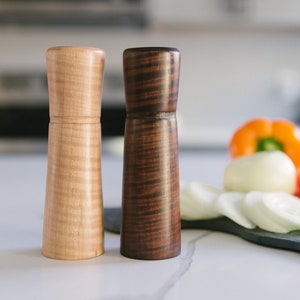 Maple Wood Salt and Pepper Shaker Set, Hand Turned Salt and Pepper Shakers,  Rustic Kitchen Decor 