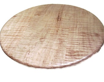 Tiger Maple Wood Lazy Susan, Rustic Turntable for Serving, Wedding Gift for Bride and Groom