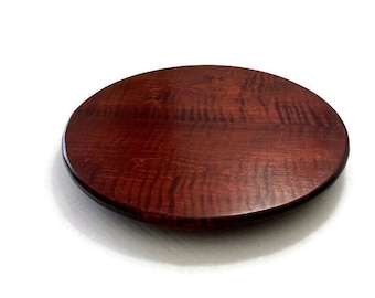 Handmade Tiger Maple Wood Lazy Susan Turntable with Cherry Finish 14" or 16", Kitchen or Dining Room Table Centerpiece