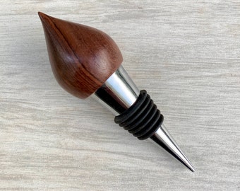 Walnut Wood Wine Bottle Stopper, Rustic Bar Accessory, Wine Lover's Gift