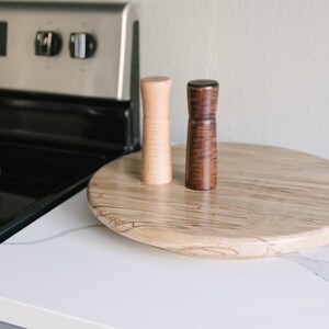 Ambrosia Maple Wood Lazy Susan, Rustic Kitchen Turntable, Mother's Day Gift image 3