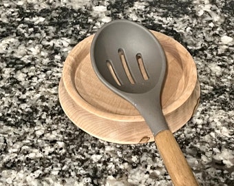 Maple Wooden Spoon Rest, Rustic Farmhouse Utensil Holder, Housewarming Gift