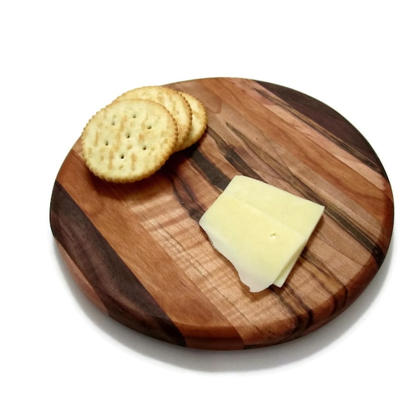 Mini Round Wood Cutting Board for Snacks, Multi Wood Serving Board, Gift for Hostess
