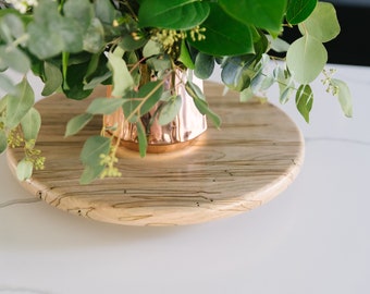 Ambrosia Maple Wood Lazy Susan, Rustic Kitchen Turntable, Mother's Day Gift