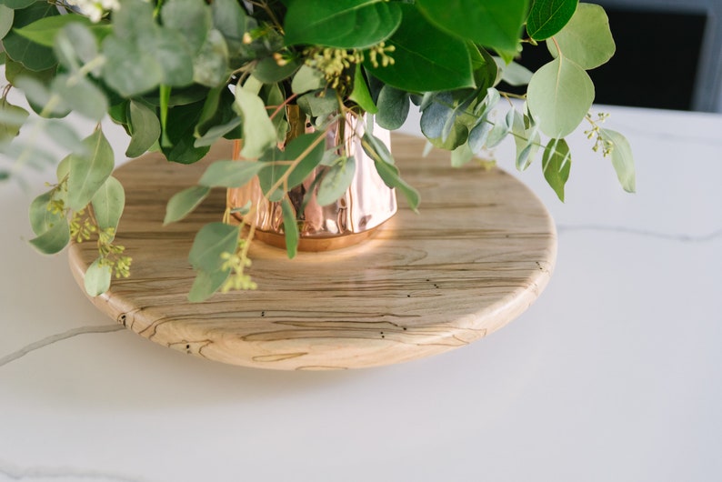 Ambrosia Maple Wood Lazy Susan, Rustic Kitchen Turntable, Mother's Day Gift image 1