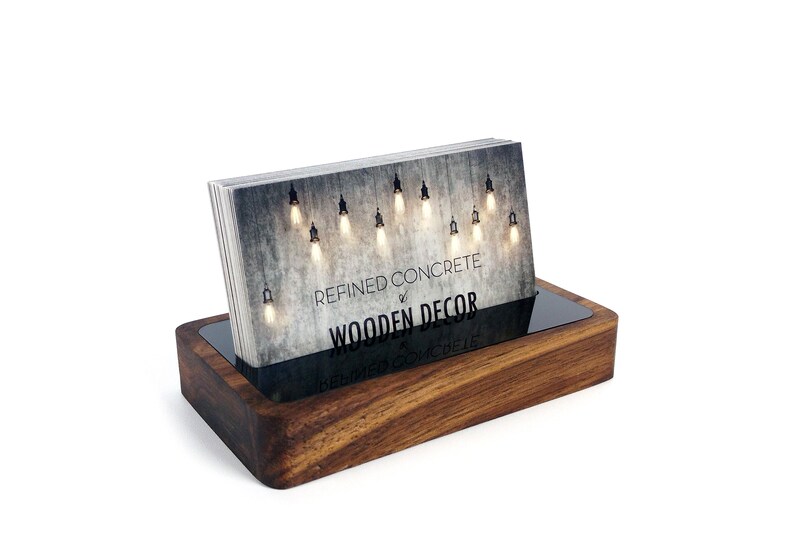 Wooden Business Card Holder Desk Display Modern For Acrylic Stand Gift Idea