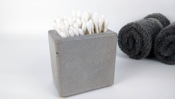 Concrete Q Tip Holder Bath Accessories Bathroom Q Tip Jar Q Etsy