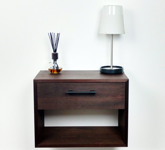Black Floating Nightstand Nightstand With Drawer And Shelf Etsy