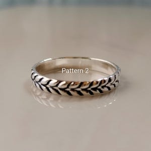 Oxidized Sterling Silver Comfort Fit Bands - Handmade Ring Stackable Band Rings - Vintage Boho Jewelry Pattern 2