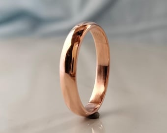 3mm Half-Round Pure Copper Ring - Comfort Fit Band Ring - Unisex Healing Jewelry - Birthday Gift