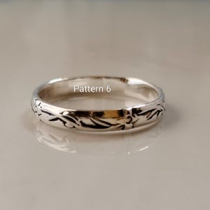 Oxidized Sterling Silver Comfort Fit Bands - Handmade Ring Stackable Band Rings - Vintage Boho Jewelry Pattern 6