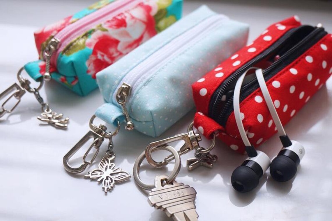 150 Fabrics mini boxy pouch keychain for car keys backpack Etsy