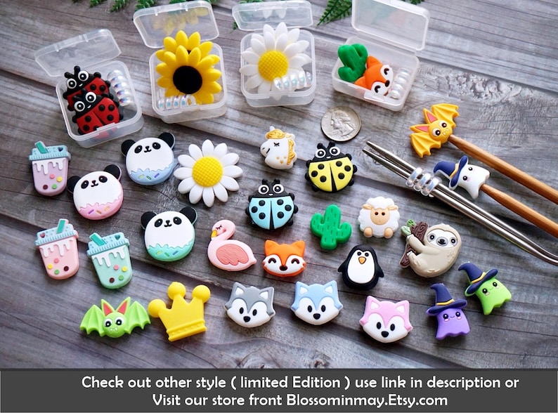 3 pairs value pack knitting needle stoppers Cute woodland Etsy