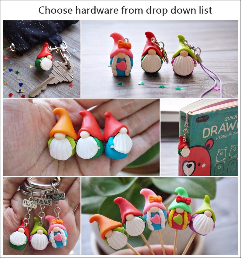 lucky gnome miniature custom personalized color cute gift for yarn lover cute stitch marker cute gnome knitting accessory gift for mom