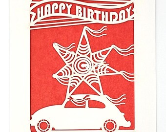 Happy Birthday - Pinata delivery, laser cut greeting card