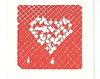 Chain Link Locks Heart Laser Cut Greeting Card, great for Valentine's Day or any time
