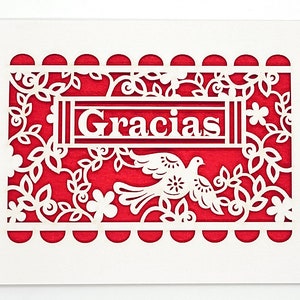 Gracias, bedankt in het Spaans, lasergesneden kaarten in Papel Picado-stijl, lieve kaart voor alle gelegenheden, vergeet niet TY te zeggen