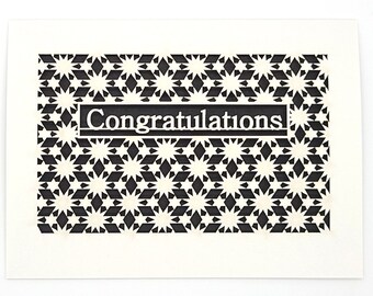 Congratulation surrounded by a burst of Stars, laser cut greeting card