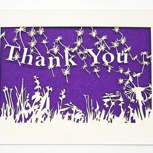Thank You Pusteblumen im Wind zu sagen - Danke - Laser Cut Grußkarte, spielen im Gras, Sag Danke an jemanden, den du Liebst