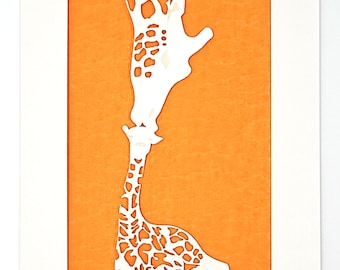 Mama and Baby Giraffe Laser Cut Card for someone special
