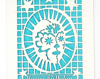 Luchador Happy Birthday, Fighter for Birthday wishes on a laser card greeting card