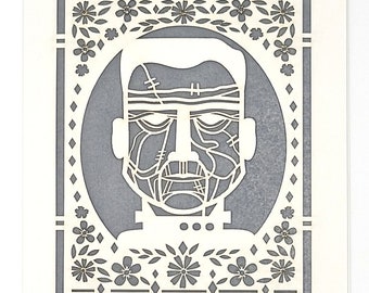 Frankenstein - our take on a legend - laser cut greeting card