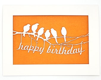 Happy Birthday From The Flock Of Birds, Put a bird on it and say Happy Birthday, Laser cut greeting card made just for you