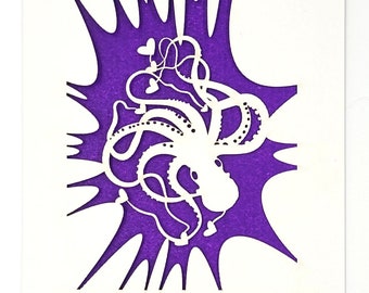 Octopus Amoris Laser Cut Card, great for Valentine's Day or any day you want to say hello