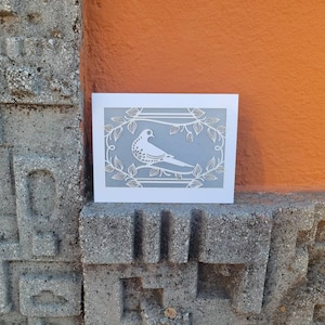 Paloma - Cartão de felicitações Morning Dove cortado a laser - ótimo para todas as ocasiões - em branco no interior, doce pomba matinal, papel picado, pombinhos