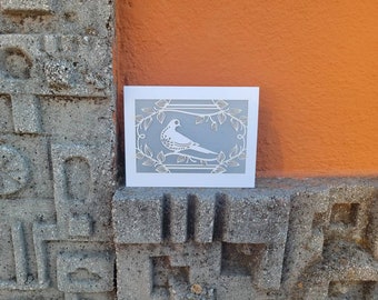 Paloma - Morning Dove laser cut greeting card - great for all occasion - blank on the inside, sweet morning dove, papel picado,  love birds