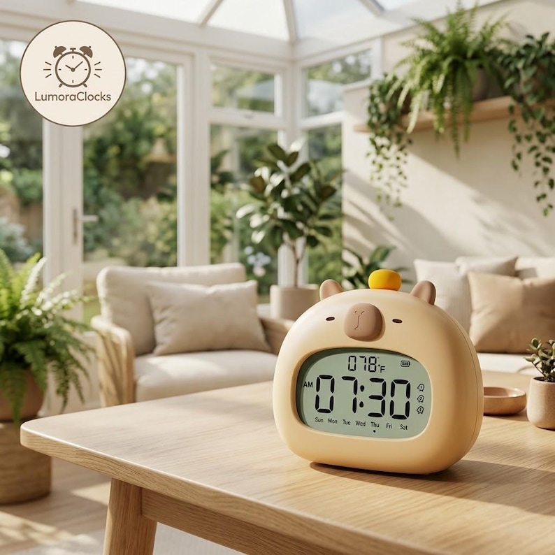 Capybara Digital Alarm Clock With Dimmable Night Light Desktop Kids ...