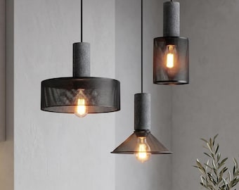 Retro Cement Pendant Light, Vintage Farmhouse Hanging Lamp, Kitchen Island Light Fixture