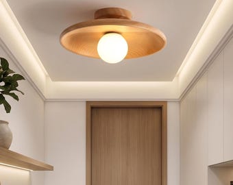 Modern Walnut Wood Ceiling Light for Hallway Corridor Staircase G9 Fixture