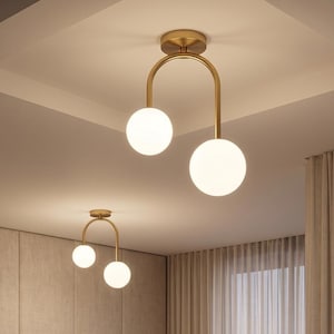 Modern Nordic Glass Globe Pendant Light LED Ceiling Lamp for Restaurant Bar Home Decor