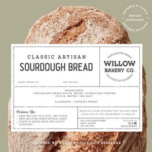 Rustic Sourdough Bread Label Template