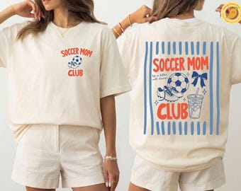 Girls Soccer Moms Club Spited T-Shirt, Mother's Day gift, Game Day Mom Shirt, Pregnancy Announcement Boy, Retro Sports Mom Apparel Tee
