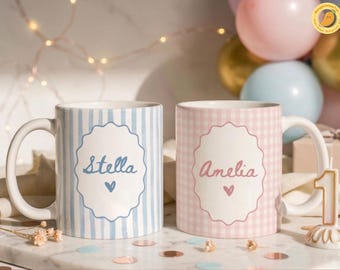 Custom Name Striped Coffee Mug, Nursing Grad Gifts, Mother's Day Gift, New Mom Grandma Aunt Gifts, Personalized Gift For Her Birthday