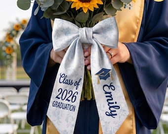 Embroidered Class Of 2026 Graduation Ribbon Wrap, Class of 2026 Ribbon Wrap, Custom Name Bouquet Ribbon, Bouquet Sash, Senior Grad Gift
