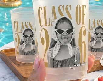 Personalized Class of 2026 Photo Cup, Childhood Party Favors Cups, Photo Graduation Cup, Custom Frosted Plastic Drinkware, Party Favor Cup