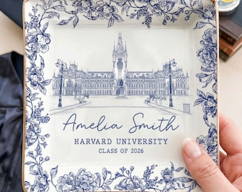 Custom University Jewelry Dish, Custom College Logo Name Tray, School Logo Ring Dish, College Graduation Tray, College Graduate Keepsake